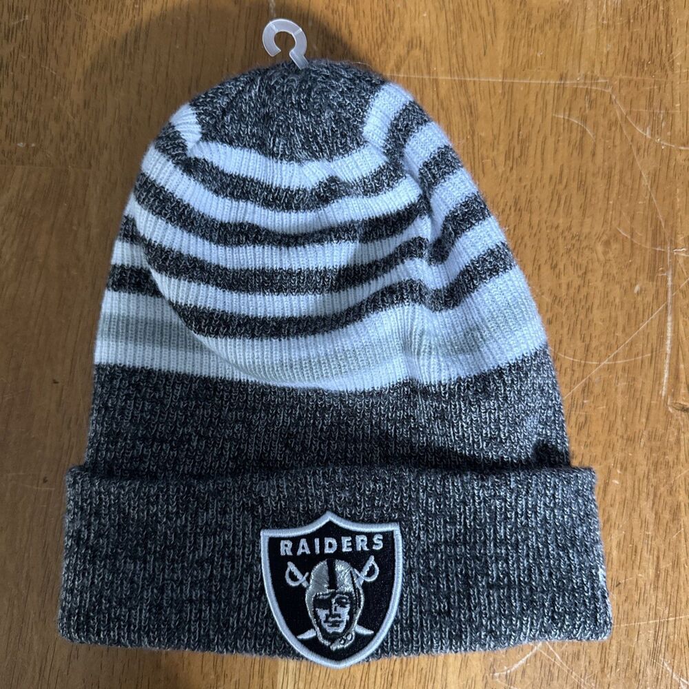 New ERA Beanie Las Vegas Raiders Knit Gray Black NFL One Size Hat Lined